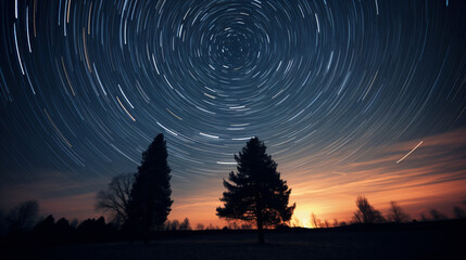 Sky at night with visible stars moving
Generative AI