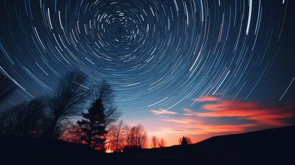 Sky at night with visible stars moving
Generative AI