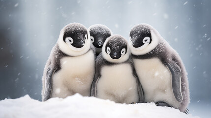 Heartwarming Scene of Penguins Huddled Together