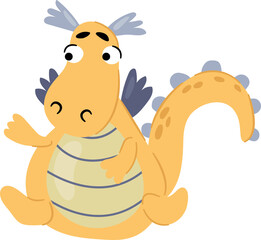 Cute hand drawn dragon. Symbol of 2024.