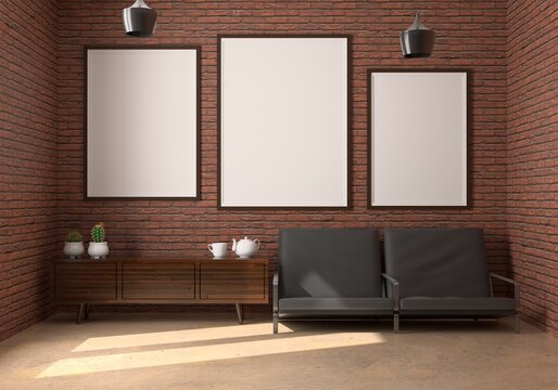 frame 3D interior illustration, wall design modern, empty space creative, 3D background blank canvas, room design mockup, home photo rendering, simple indoor style, architecture art picture copy space