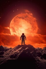 A lone astronaut is standing on a desolate planet. Generative AI