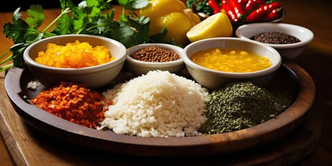  A Taste of Brazil - Rice, Farofa, Orange, and Pepper - Ingredients that Define Brazilian Cuisine - A Burst of Colors and Flavors -  Generative AI Digital Illustration
