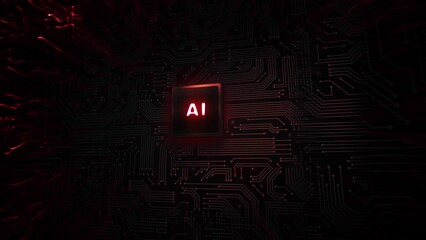 Computer Processor Artificial Intelligence diffuse magic light Red - Powered by Adobe