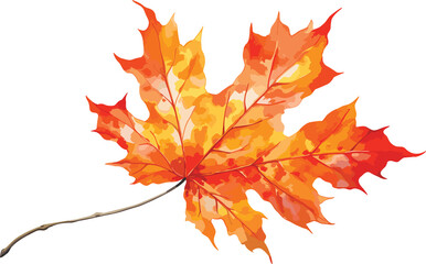Obraz premium watercolor red and orange maple vector leaf.Generative AI.