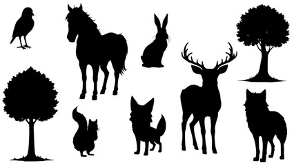 Silhouette set of forest animals © Carl Chiu