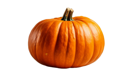 A halloween orange pumpkin isolated on a transparent background