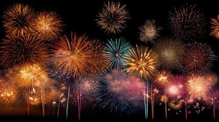Spectacular Burst of Light Fireworks Background - Captivating Celebration of Colors. created with Generative AI