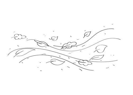 black and white leaves blowing in wind clip art preview