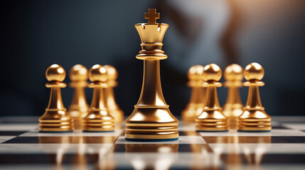 Golden pawn chess move out from line for different thinking and leading change , Disruption and unique concept by 3d render, Generative Ai