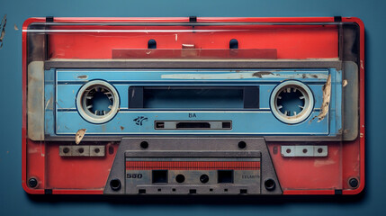 Naklejka premium Old cassette tape, Generative Ai