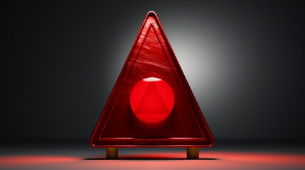 Realistic red caution warning sign for attention exclamation mark traffic sign by 3d render illustration, Generative Ai