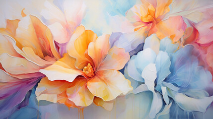 Layered petals of a colorful floral arrangement, colorful art, multicolored oil art texture pictures Generative AI