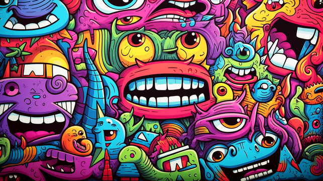 Full of monsters, doodling, drawn by colorful heavy marker.
Modified Generative Ai Image.