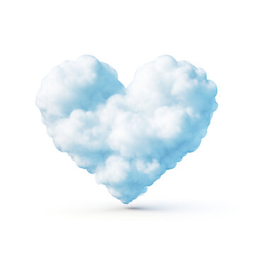Heart shape cloud, white background.
Modified Generative Ai Image.