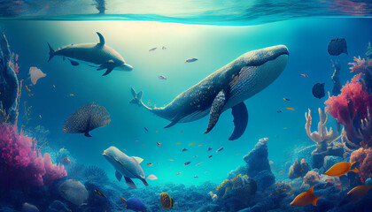 Suoer Realistic Marine landscape under the sunlight, created with AI tool