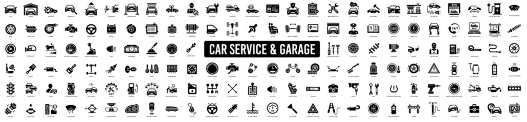 Car service and repair icons element. Garage, engine, oil, maintenance, accelerate icon