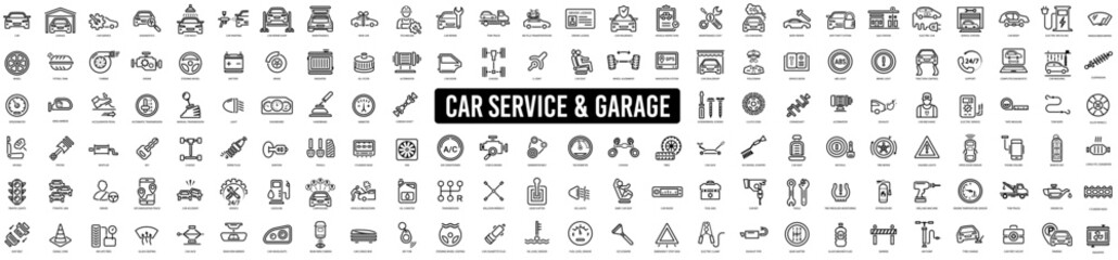 Car service and repair icons element. Garage, engine, oil, maintenance, accelerate icon - obrazy, fototapety, plakaty