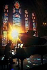 Musician playing a grand piano
