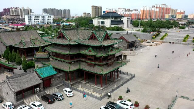 Xianshenlou temple in Jiexiu City, An ancient building built more than 1000 years ago in the Song Dynasty，
