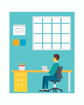 color vector illustration with the image of a man in a working environment to create other illustrations and scenes