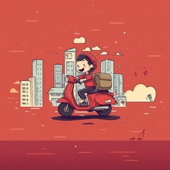 Delivery man concept, online order tracking, delivery home and office.illustration