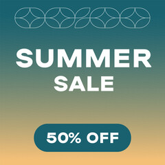Concise vector banner for summer sale with elegant decorative element. All elements are isolated from each other and are easily editable.
