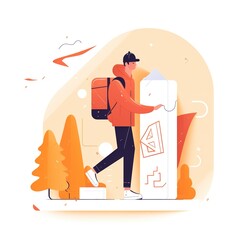 Delivery man concept, online order tracking, delivery home and office.illustration