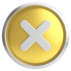 3D close button. Cross sign. 3D illustration.