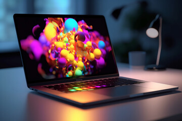 sleek and modern laptop with a high-resolution display, perfect for showcasing digital design & presentations, Created with AI tool