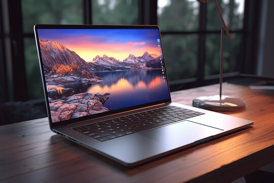 sleek and modern laptop with a high-resolution display, perfect for showcasing digital design & presentations, Created with AI tool