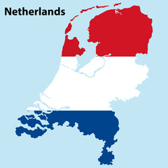 Netherlands Map with flag vector illustration
