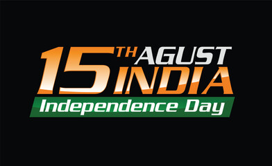vector festive illustration of independence day text India Indian sign logo symbol Mumbai white celebration lines flag modern August 15 vector design 26 elements paint national holiday graphic icons 