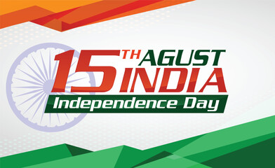 vector festive illustration of independence day text India Indian sign logo symbol Mumbai white celebration lines flag modern August 15 vector design 26 elements paint national holiday graphic icons 