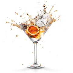 Martini with orange slice. 3D illustration digital art design, generative AI