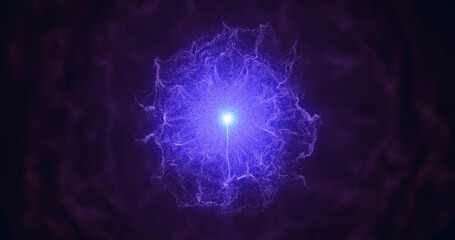 An abstract star that emits flying waves of matter into space.