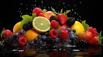 Fototapeta na wymiar Fresh fruits colorful with vitamin