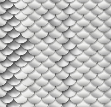 Realistic seamless silver fish snake scales background vector texture pattern in golden colors. Yellow gold wildlife background.