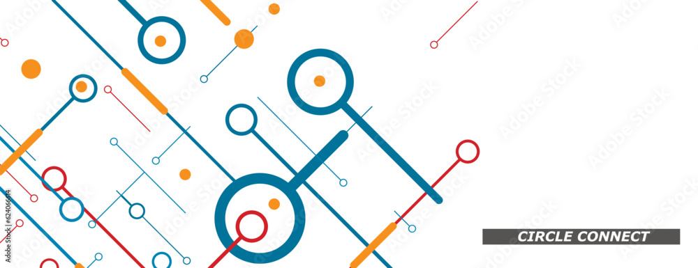 Poster vector lines and circle and dots connect in abstract style. circle shape. abstract motion. technolog