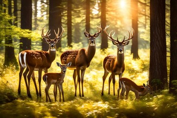 group of deer in the savannah  Generated Ai