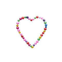 Heart sign made of colorful balls isolated on white background.