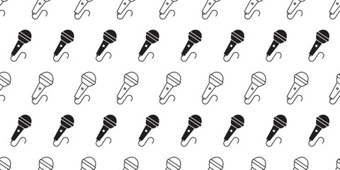 black white microphone seamless pattern