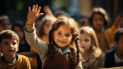 Fototapeta premium Happy children smiling Cheerful little kids enjoying their school break