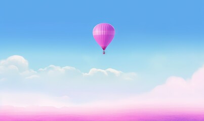 Fototapeta premium a hot air balloon flying through a blue sky with clouds. generative ai