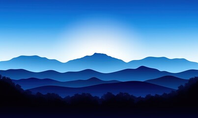  the sun is shining over the mountains in the blue sky.  generative ai