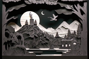 Paper art style American landscape, AI generated