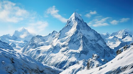 Fototapeta na wymiar High mountain with withe snow and blue sky
