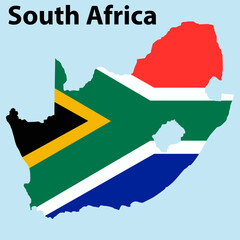 South Africa Map with flag vector illustration 