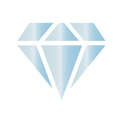 Diamond icon illustration. A blue and white gradient colors diamond with a white background. 

