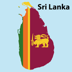 Sri Lanka Map with flag vector illustration  